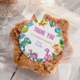 Adesivo Gala Clássica De Aniversário Da Rapariga De Dinoss