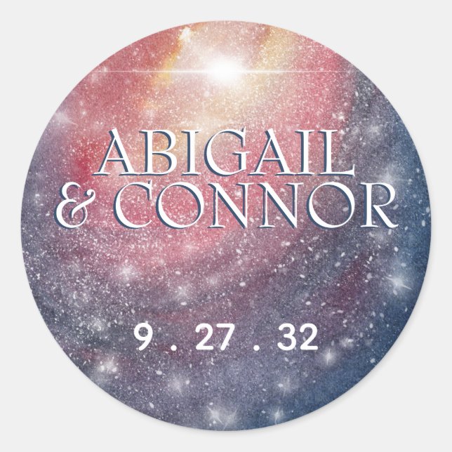 Adesivo Galáxia Azul Púrpura Nomes Vermelhos do Céu Noturn (Frente)