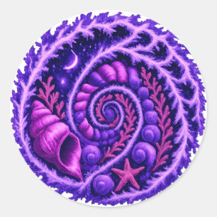 Adesivo Galáxia Espiral do Oceano Místico Arte de Concha