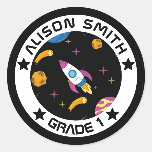 Adesivo Galáxias de Crianças Personalizadas Viajando (Frente)