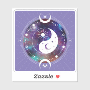 Adesivo Galáxias Yin Yang Roxo e Autocolante Crescente