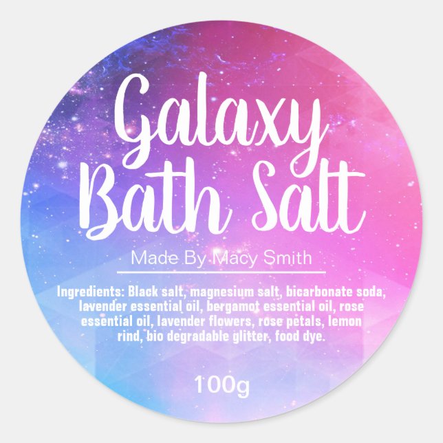 Adesivo Galaxy Bath Salt Soak Labels (Frente)