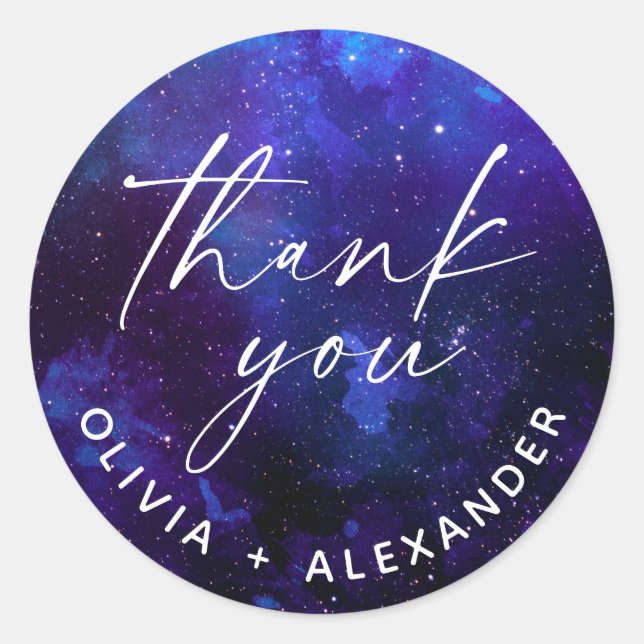 Adesivo Galaxy Wedding Thank You | Cosmic Starry Night (Frente)