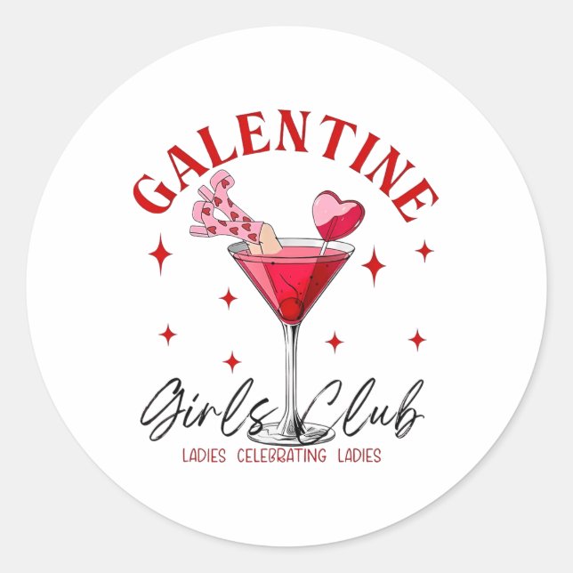 Adesivo Galentine Girls Club Ladies Celebrando Mulheres (Frente)