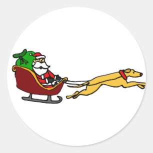 Adesivo Galgo engraçado que puxa o trenó do Natal