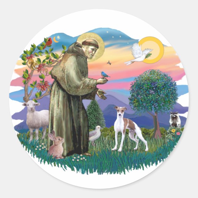 Adesivo Galgo Italiano (marrom e branco) (Frente)