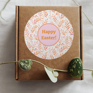 Adesivo Galhos de aquarelas de pastel laranja e Páscoa ros