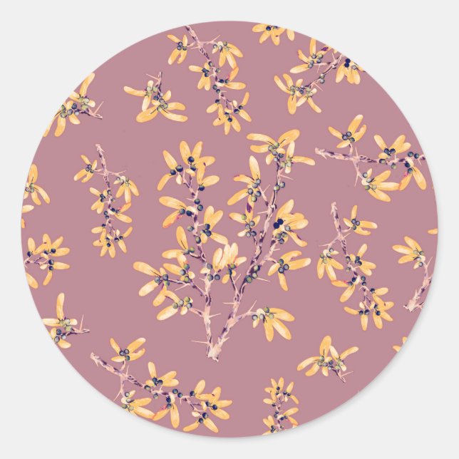 Adesivo Galhos do espinho Negro amarelo púrpura (Frente)