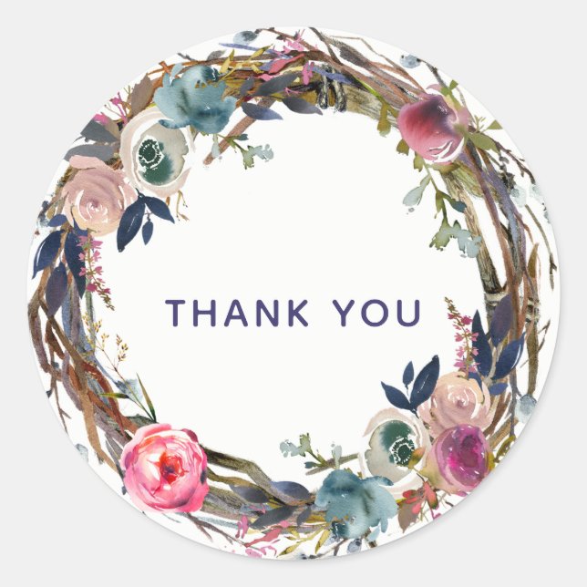 Adesivo Galhos Rústicos Coroa Floral Moderna Chic (Frente)