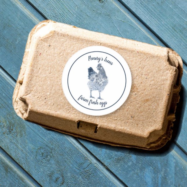 Adesivo Galinha de Ovos Frescos de fazenda com o seu nome (Criador carregado)