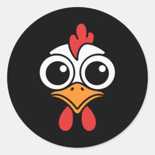 Adesivo Galinha Engraçada Rosto Olhos Grandes Desenho Galo