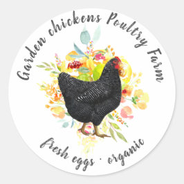 Adesivo galinha-negra-floral-amarela caseira clássica