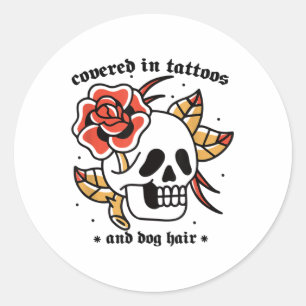 Adesivo Galinhas Cobertas Em Tatuagens E Cabelo De Cão Tra