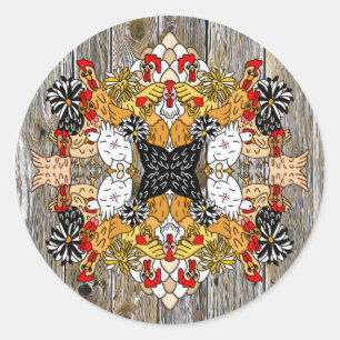 Adesivo Galinhas de Cartoons Engraçadas desenhadas à mã