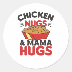 Adesivo Galinhas Nugs E Mamãe Abraçam Nuggets De Comida 