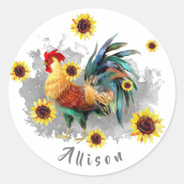 Adesivo Galo com girassóis personalizados