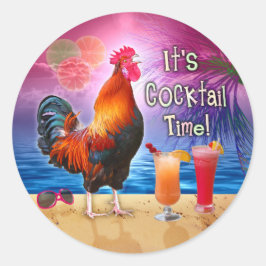 Adesivo Galo Engraçado Cocktails Tropical Beach Sea