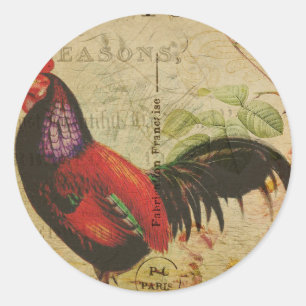 Adesivo Galo postal francês Vintage