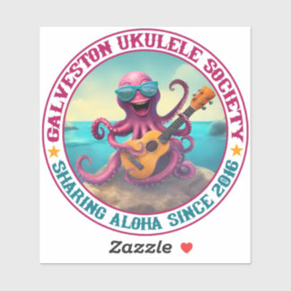 Adesivo Galveston Ukulele Society GUS Round Vinyl Sticker
