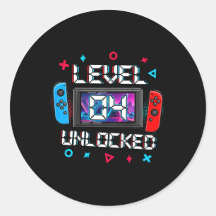 Adesivo Gama de Vídeo Gamer 4º Aniversário Gift. Desbloque
