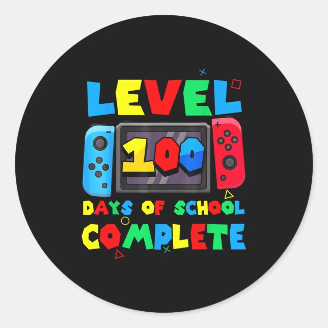 Adesivo Game Controller Level 100 Days Of School Complete  (Frente)