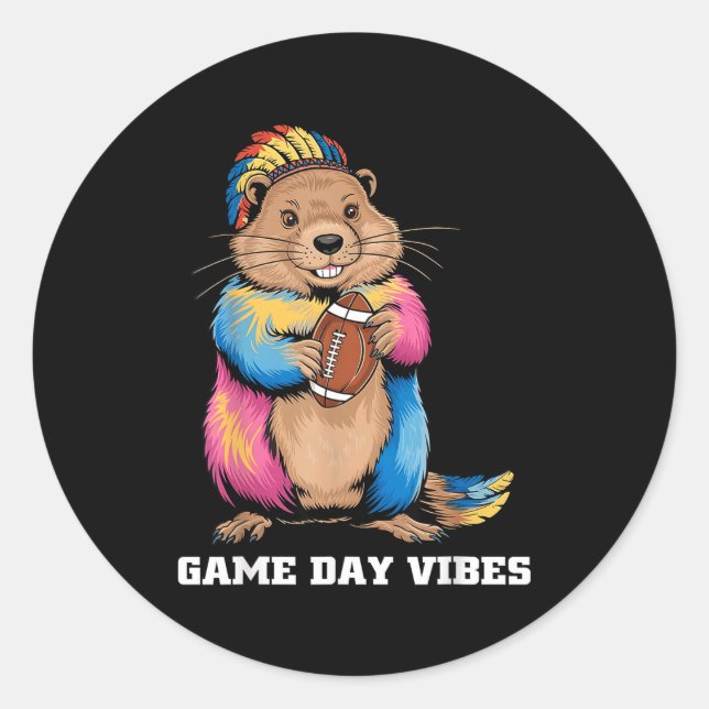 Adesivo Game Day Vibes Tribal Groundhog Holding Football F (Frente)