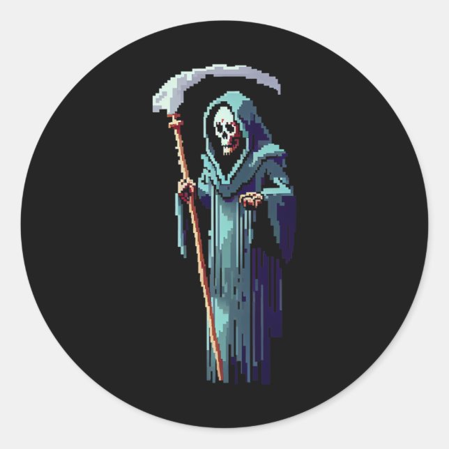Adesivo Gamer 8 Bit Pixel Art Video Game Grim Reaper Of De (Frente)