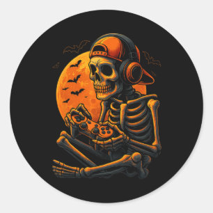 Adesivo Gamer Assustador de Halloween Esqueleto Sinistro J