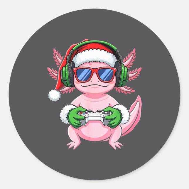 Adesivo Gamer Axolotl Christmas Shirt Funny Video Game San (Frente)