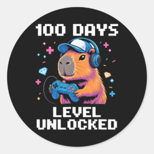 Adesivo Gamer do 100º Dia de Escola Nível de 100 Dias Desb