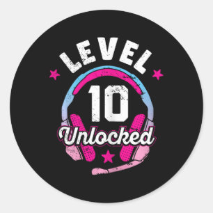 Adesivo Gamer Girl Level 10 Unlocked Video Game 10th Birth