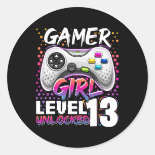 Adesivo Gamer Girl Level 13 Unlocked Video Game 13 Birth