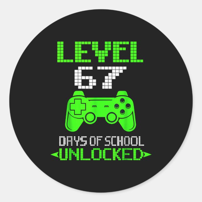 Adesivo Gamer Level 6 7 Unlocked 100th Day Of School Meme  (Frente)