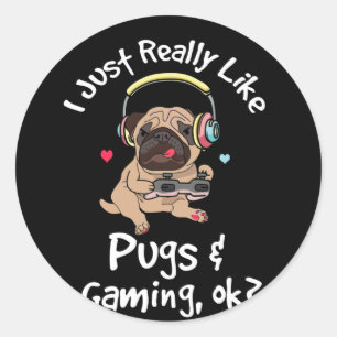 Adesivo Gamer Pug Lover Videos games Cachorros Pug Jogos
