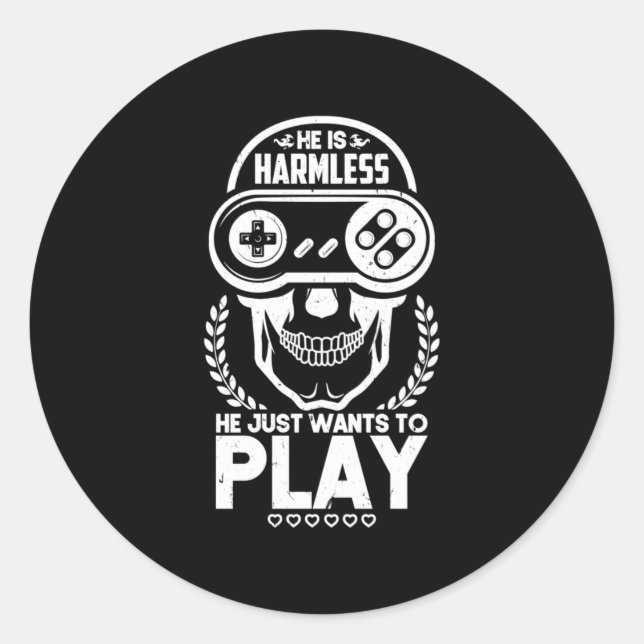 Adesivo Gamer Só quer jogar Videos games (Frente)