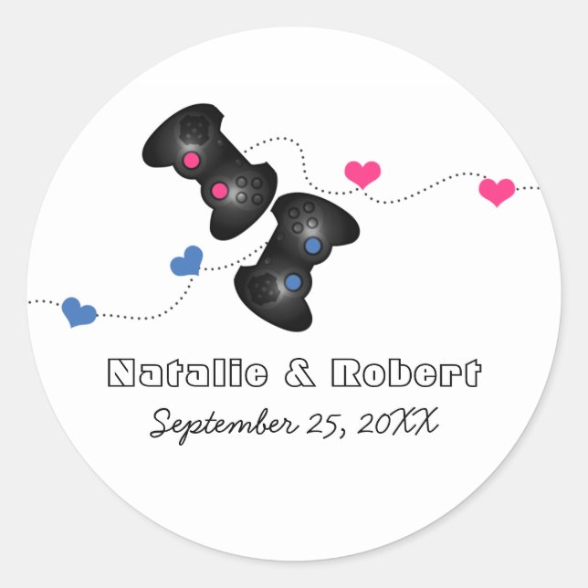 Adesivo Gamers Geeky Vinhetas de Casamento Escuro (Azul/Ro (Frente)