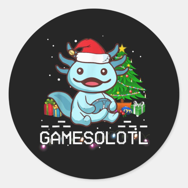 Adesivo Gamesalotl Cute Axolotl Pajamas Crianças de Natal (Frente)