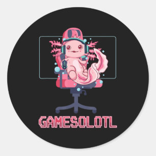 Adesivo Gamesolotl Axolotl Vídeo Gamer Kawaii Animação