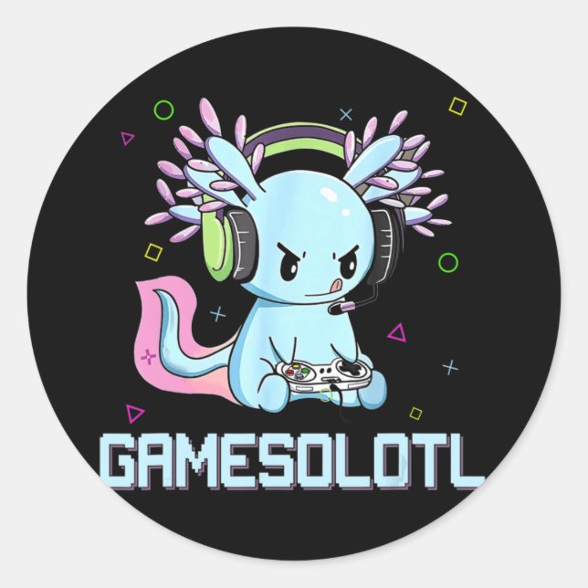 Adesivo Gamesolotl Galeria de Vídeo Axolotl Kawaii Anime B (Frente)