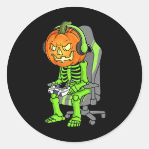 Adesivo Gaming Halloween Skeleton Jack O Lanterna Gamer Bo