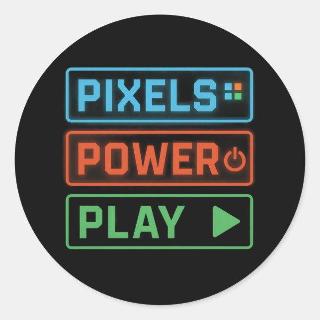 Adesivo Gaming Stickers – Pixels Power Play Gamer Decals (Frente)