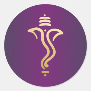 Adesivo Ganesh/ Deus Indiano Festivo Dourado Roxo
