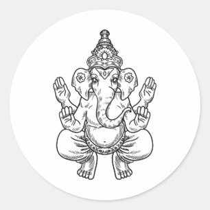 Adesivo Ganesh Deus Pixels Elefante Indiano Animal Ioga Hí