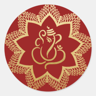 Adesivo Ganesh Festivo Dourado Deus Indiano Clássico Ver