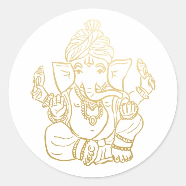 Adesivo Ganesh Festivo Dourado | Deus Indiano Ganpati (Frente)