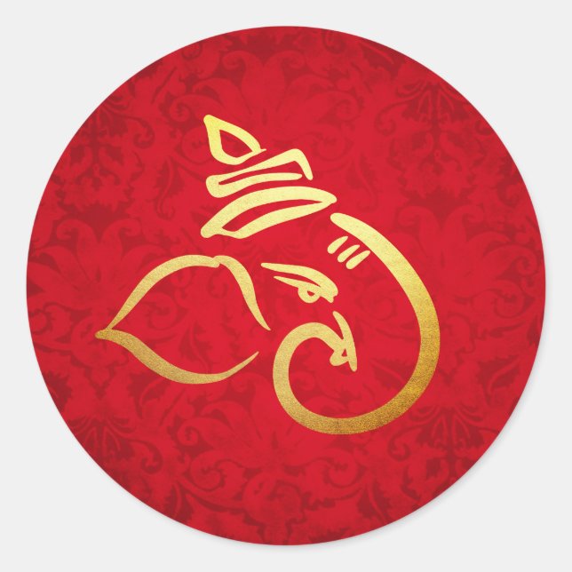 Adesivo Ganesh Festivo | Ganpati | Deus Indiano Damask Ver (Frente)