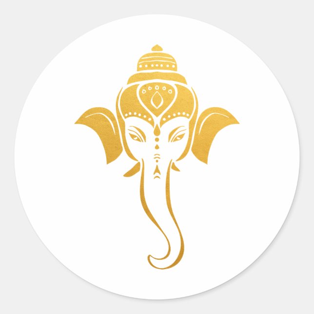 Adesivo Ganesha de Casamento Hindu Festivo Dourado | Deus  (Frente)