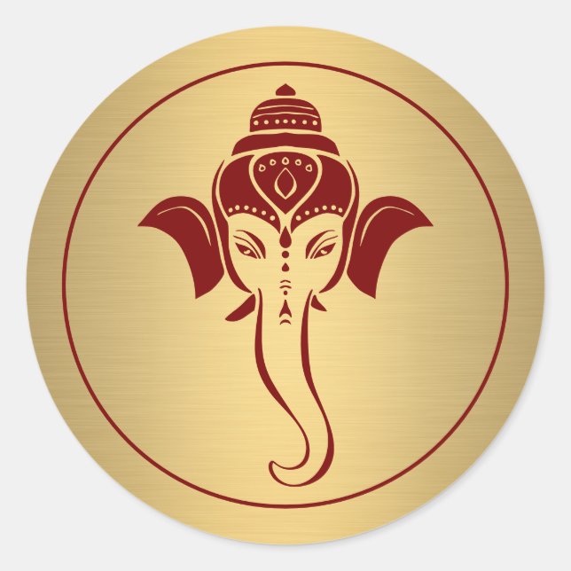 Adesivo Ganesha | Deus Indiano Casamento Hindu Marrom (Frente)