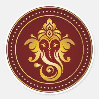 Adesivo Ganesha Dourado Desenho Decorativo Hindu Marrom