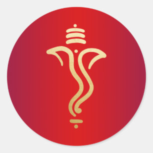 Adesivo Ganesha Festivo Dourado Vermelho/ Deus Indiano